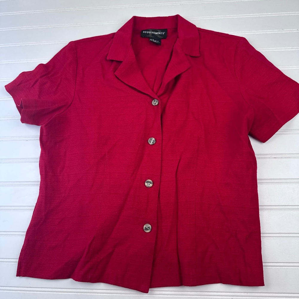 Vintage Requirements Women's Medium Red Button Up Blouse